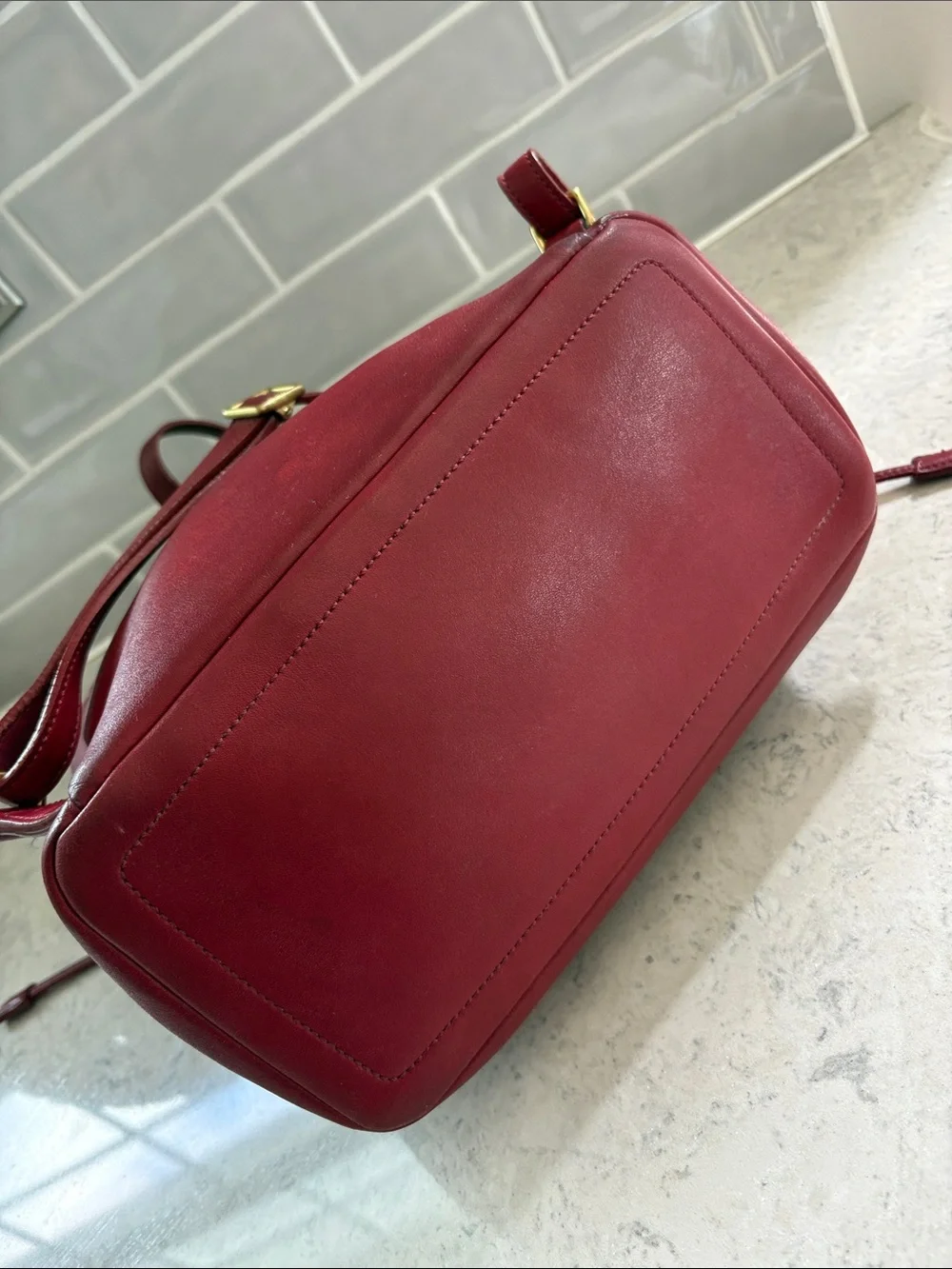 Y2K Coach Legacy West Hampton daypack backpack 9827 Red glove leather